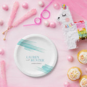 ミニマシンプルリストのアクアストライプインクイン結婚ズ ペーパープレート (パーティー)