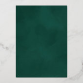 ミニマシンプルリストのエメラルド結婚グリーンの金ゴールド 箔招待状 (裏面)