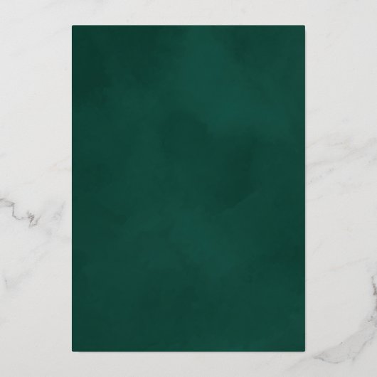ミニマシンプルリストのエメラルド結婚グリーンの金ゴールド 箔招待状 (裏面)