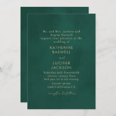 ミニマシンプルリストのエメラルド結婚グリーン 招待状 (正面/裏面)