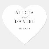 ミニマシンプルリストのエレガントなウェディングフェイスラベル ハートシール (正面)