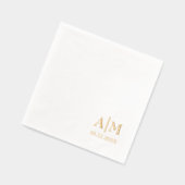 ミニマシンプルリストのカップルイニシャルと結婚の日付 箔ナプキン (左)