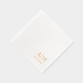 ミニマシンプルリストのカップルイニシャルと結婚の日付 箔ナプキン (右)
