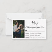 ミニマシンプルリストのカップル写真結婚式のrsvp ノートカード (正面)