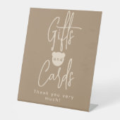 ミニマシンプルリストのクマ赤ちゃんシャワーのギフトとカード 台座サイン (正面)