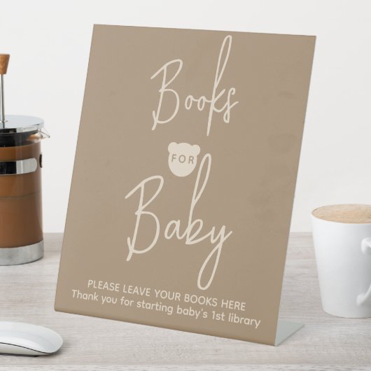 ミニマシンプルリストのクマ赤ちゃんシャワーベビー 台座サイン (インサイチュ)