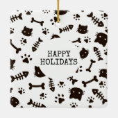 ミニマシンプルリストのクリスマスモダン猫の写真 セラミックオーナメント (裏面)