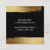 ミニマシンプルリストのグラムフェイク金ゴールド箔ブラシストローク スクエア名刺 (裏面)