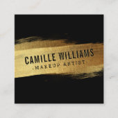 ミニマシンプルリストのグラムフェイク金ゴールド箔ブラシストローク スクエア名刺 (正面)