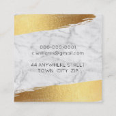 ミニマシンプルリストのグラムフェイク金ゴールド箔ブラシ大理石 スクエア名刺 (裏面)