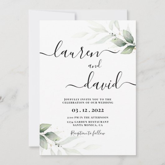 ミニマシンプルリストのグ結婚リーリー 招待状 (正面)