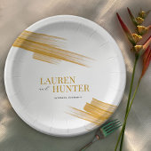 ミニマシンプルリストのゴールデン結婚ブラウン ペーパープレート