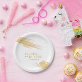 ミニマシンプルリストのゴールデン結婚ブラウン ペーパープレート (パーティー)