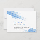 ミニマシンプルリストのスカイブルー結婚インクミール 出欠カード (正面)