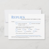 ミニマシンプルリストのスカイブルー結婚インクミール 出欠カード (裏面)