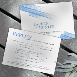 ミニマシンプルリストのスカイブルー結婚インクミール 出欠カード