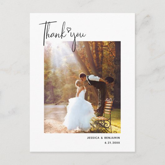ミニマシンプルリストのスクリプトハート結婚の感謝 ポストカード (正面)