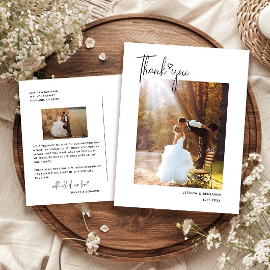 ミニマシンプルリストのスクリプトハート結婚の感謝 ポストカード