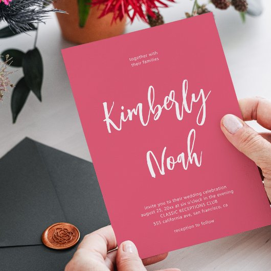 ミニマシンプルリストのスクリプ結婚トpink's 招待状