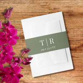 ミニマシンプルリストのセージ結婚グリーン 招待状ベリーバンド