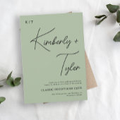 ミニマシンプルリストのセージ緑のスクリプ結婚ト 招待状