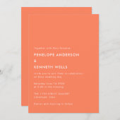 ミニマシンプルリストのタンゲリンオレンジ結婚ズ 招待状 (正面/裏面)