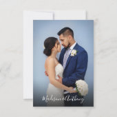 ミニマシンプルリストのダスティブルーフォト結婚ズ 招待状 (裏面)