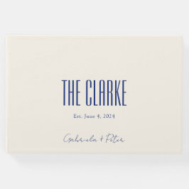 ミニマシンプルリストのネイビーモダンル結婚ブルー ゲストブック