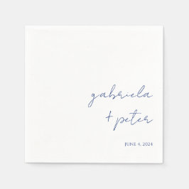 ミニマシンプルリストのネイビーモダンル結婚ブルー スタンダードカクテルナプキン