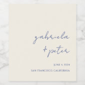 ミニマシンプルリストのネイビーモダンル結婚ブルー ワインラベル (シングルラベル)