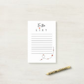 ミニマシンプルリストのハートを持つイラストレーション ポストイット (デスク上)