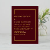 ミニマシンプルリストのバモダンルガン結婚ディ 箔招待状 (立ち正面)