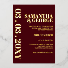 ミニマシンプルリストのバモダンルガン結婚ディ 箔招待状