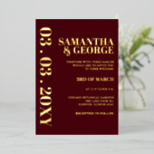 ミニマシンプルリストのバモダンルガン結婚ディ 箔招待状 (立ち正面)