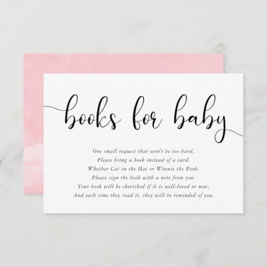 ミニマシンプルリストのピンクの白い黒い本ベビー エンクロージャーカード (正面/裏面)