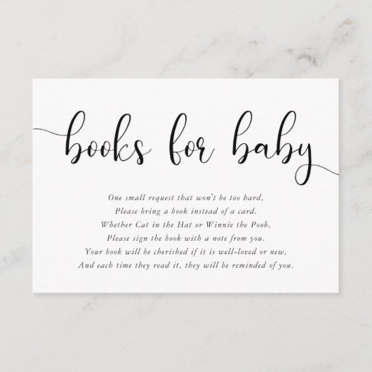 ミニマシンプルリストのピンクの白い黒い本ベビー エンクロージャーカード (正面)