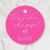 ミニマシンプルリストのピンクの赤ちゃんポップ・アートのシャワー フェイバータグ (正面)