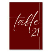 ミニマシンプルリストのブルゴーニュ結婚マルーン テーブルナンバー (裏面)