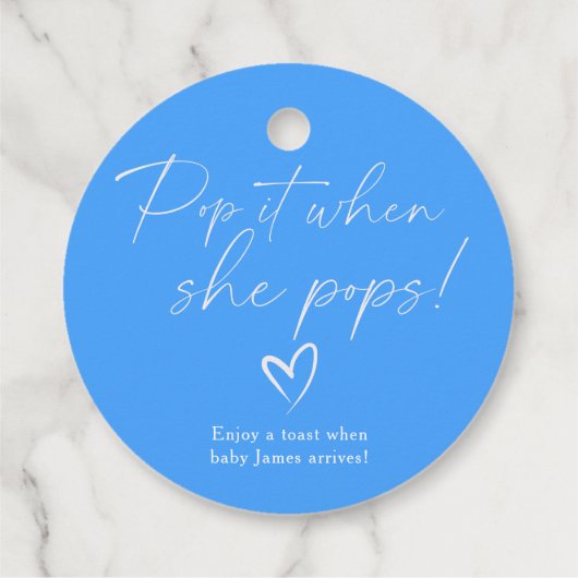 ミニマシンプルリストのブルーベビーポップ・アートのシャワー フェイバータグ (裏面)