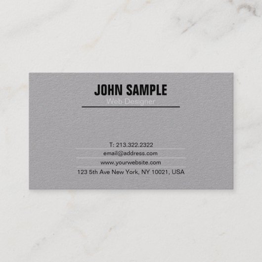 ミニマシンプルリストのプレーンモダンプロフェッショナルグレー 名刺 (正面)
