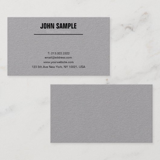 ミニマシンプルリストのプレーンモダンプロフェッショナルグレー 名刺 (正面/裏面)