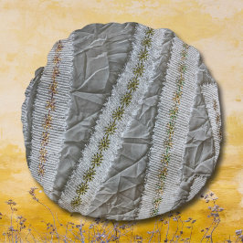 ミニマシンプルリストのベージュのクリームワイルドフラワーストライプズ ラウンドクッション