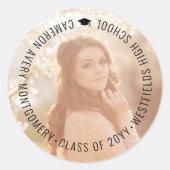 ミニマシンプルリストのモダン卒業写真 ラウンドシール (正面)