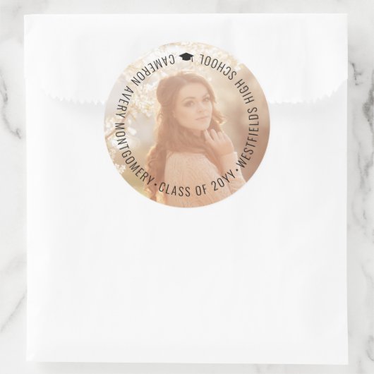 ミニマシンプルリストのモダン卒業写真 ラウンドシール (バッグ)