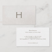 ミニマシンプルリストのモノグラムベージュスタイリッシュリネン 名刺 (正面/裏面)