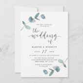 ミニマシンプルリストのユーカリ書結婚道 招待状 (正面)