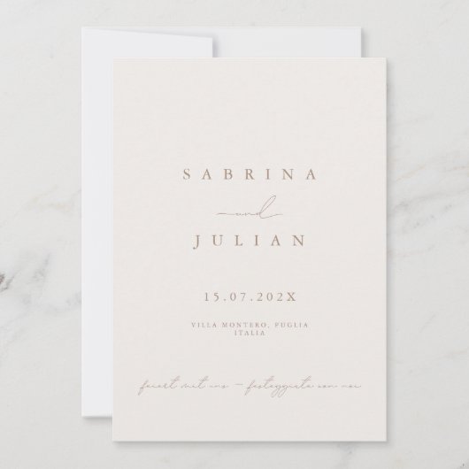 ミニマシンプルリストのロマン結婚ティック 招待状 (正面)