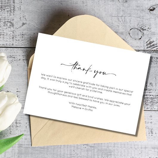 ミニマシンプルリストの二つ結婚の写真ありがとう サンキューカード