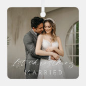 ミニマシンプルリストの写真エレガント初めてのクリスマス メタルオーナメント (正面)