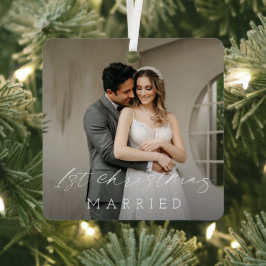 ミニマシンプルリストの写真エレガント初めてのクリスマス メタルオーナメント